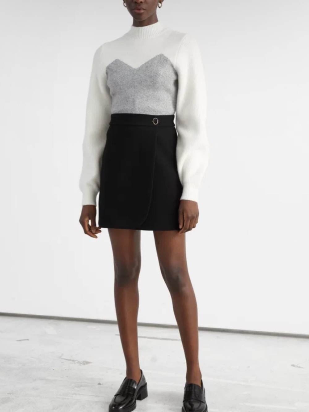 & Other Stories Classic Black Wrap Mini Skirt